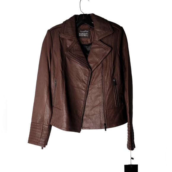 Badgeley Mischka  aviator leather jacket - Picture 2 of 3